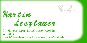 martin leszlauer business card